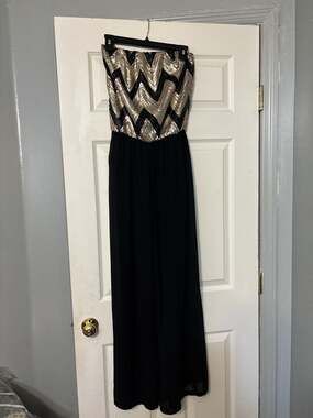 slim fit dress slacks Elegant One-Shoulder Black And Gold Evening Gown Wedding Guest Dresses   VOS LEE